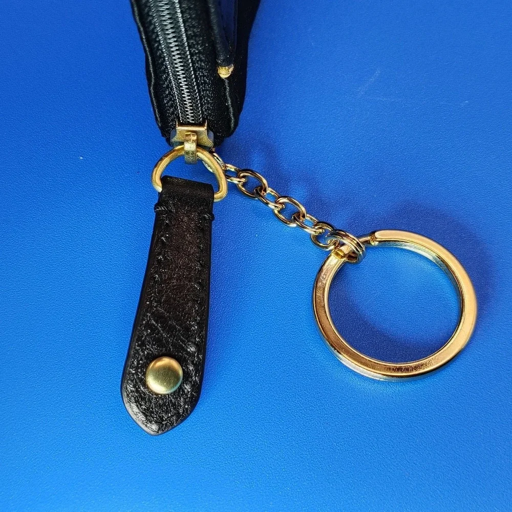 Coach Black Satin Coin Pouch with Gold Logo Trim